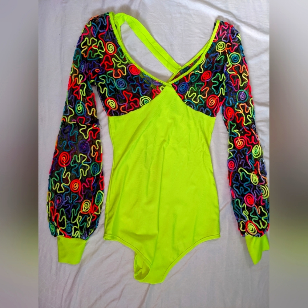 Custom made bodysuit yellow fluo